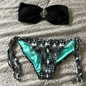 Embellished fringe bandeau bikini